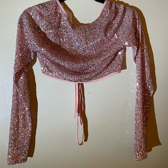 Pink Two Piece Sequin Set - Picture 4 of 6